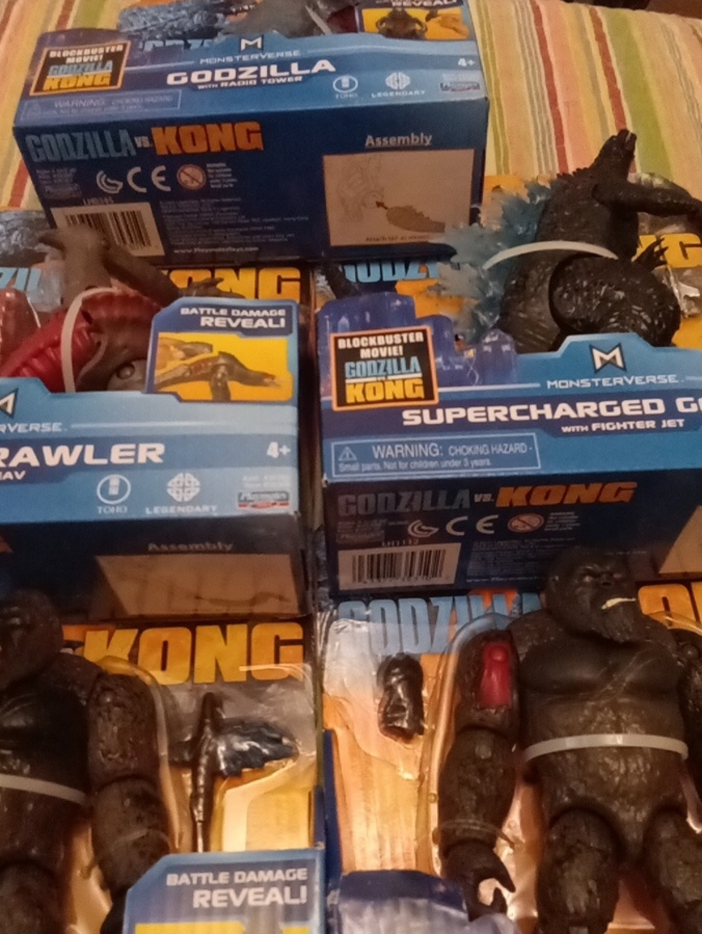 MonsterVerse Godzilla V Kong & Supercharged Godzilla Toy Set - Blue Set Of Five